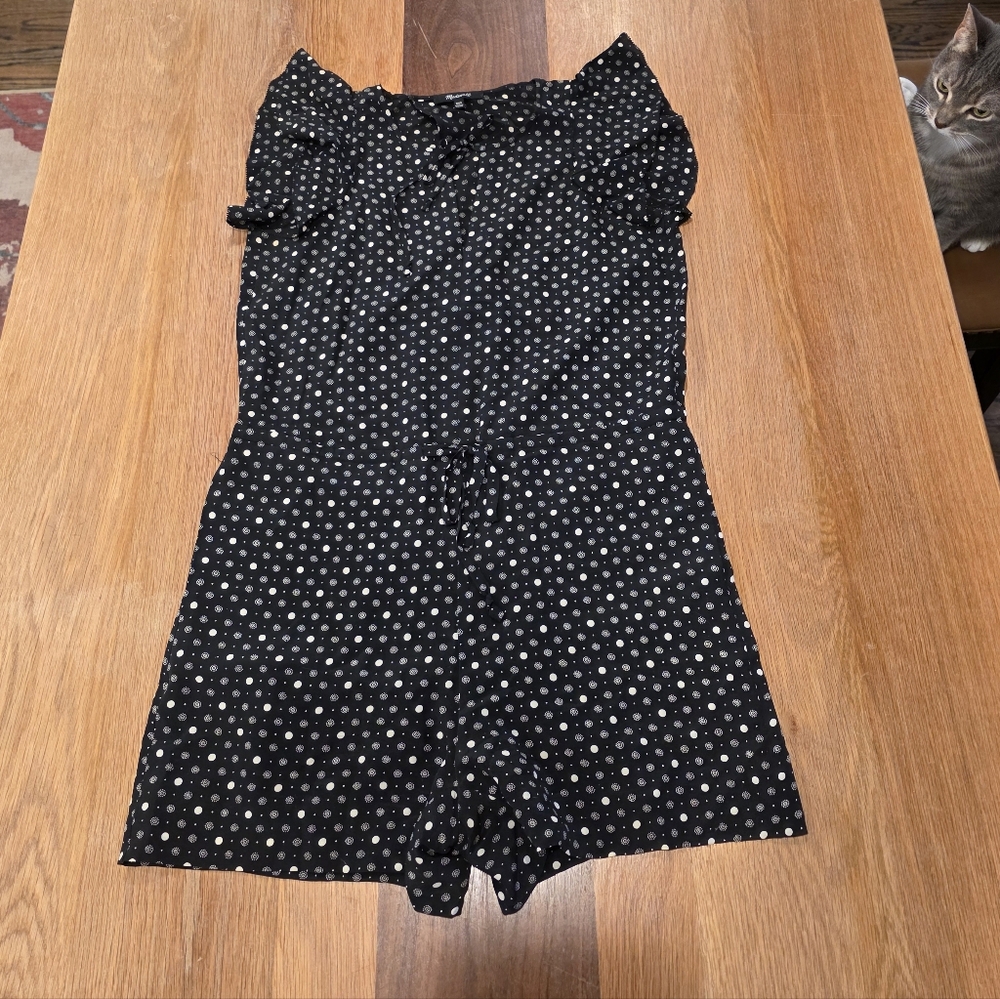 Madewell Silk Petal Play Romper Black Polka Dot Size XXS - Picture 2 of 9